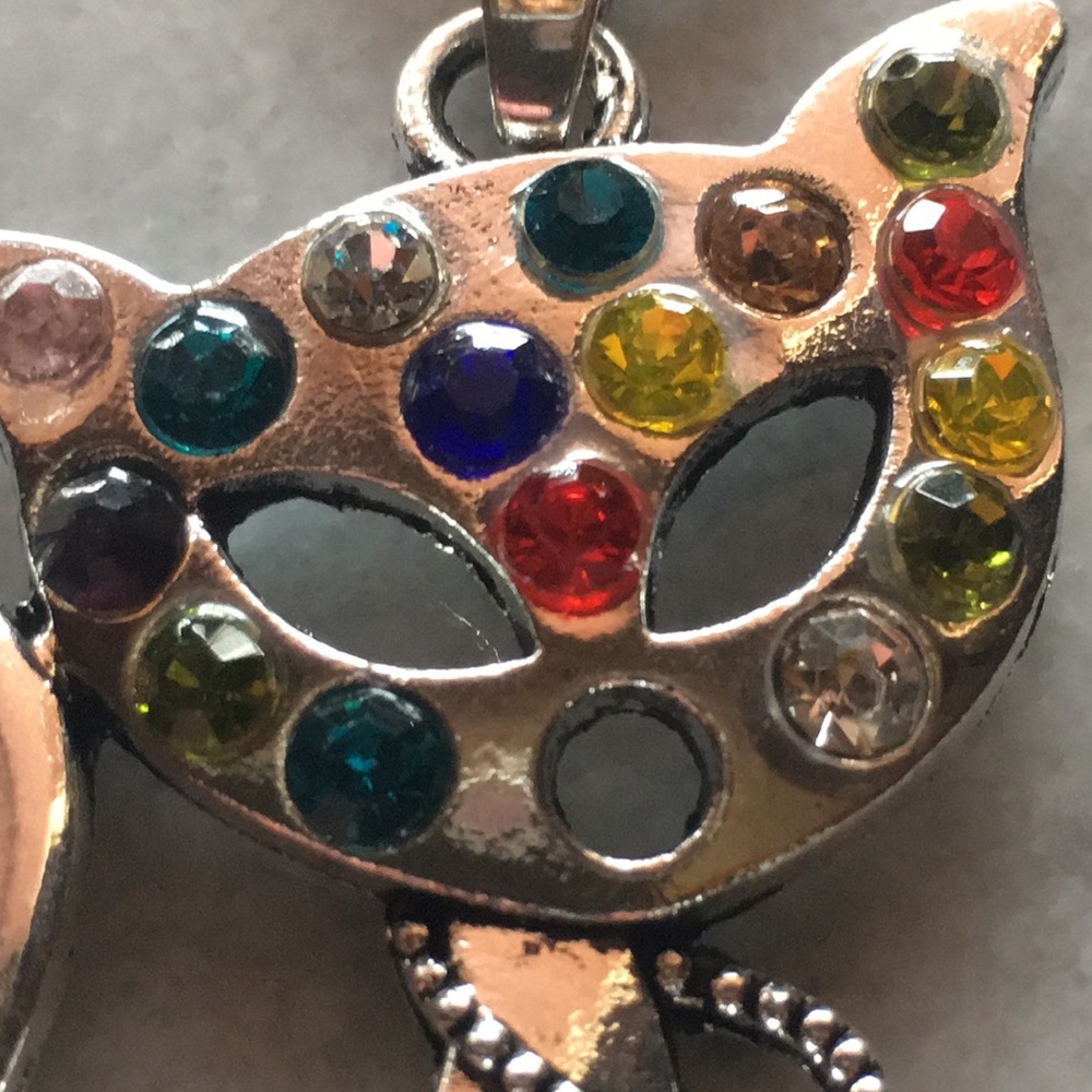 Multi-Color Crystal Cat Necklace - Picture 13 of 15
